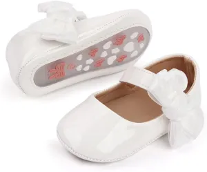 Miamooi Infant Baby Girls Wedding Dress Shoes Bow Ballet Princess Mary Jane Flats Toddler First Walkers Sneaker Newborn Crib Baptism Shoes