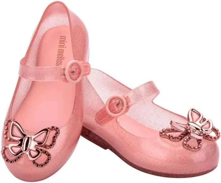 mini melissa Sweet Love Fly Mary Jane Jelly Shoes for Babies & Toddlers - Ballet Flats w/Butterfly Design & Adjustable Strap