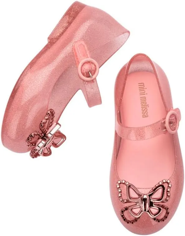 mini melissa Sweet Love Fly Mary Jane Jelly Shoes for Babies & Toddlers - Ballet Flats w/Butterfly Design & Adjustable Strap