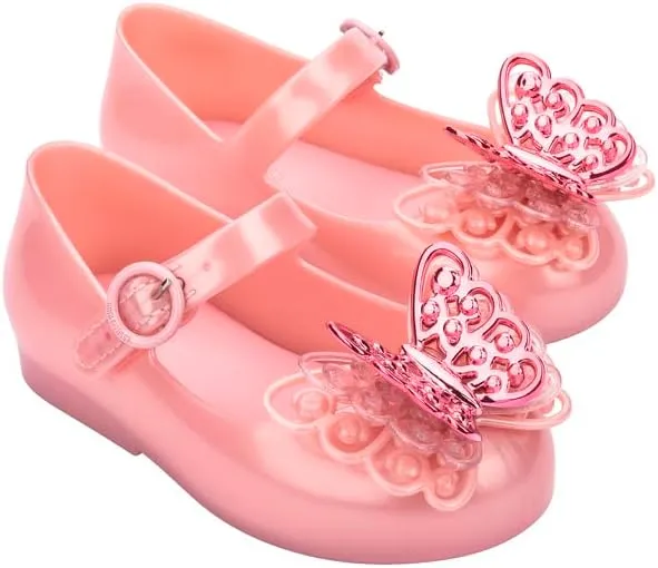 mini melissa Sweet Love Fly Mary Jane Jelly Shoes for Babies & Toddlers - Ballet Flats w/Butterfly Design & Adjustable Strap