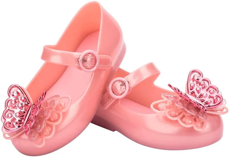 mini melissa Sweet Love Fly Mary Jane Jelly Shoes for Babies & Toddlers - Ballet Flats w/Butterfly Design & Adjustable Strap
