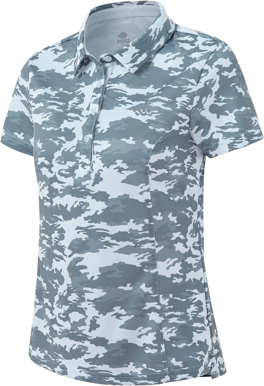 MoFiz Womens Short Sleeve Golf Polo Shirts Quick Dry Camo Lightweight UPF 50  Tennis Sports Athletic Tops Casual