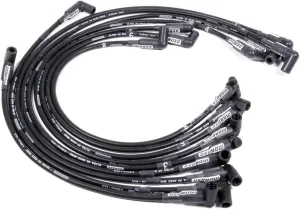 Moroso Spark Plug Wire Set, Ultra 40, Spiral Core, 8.65 mm, Black, 90 Degree Plug Boots, HEI Style Terminal, Sprint Car, V8, Kit