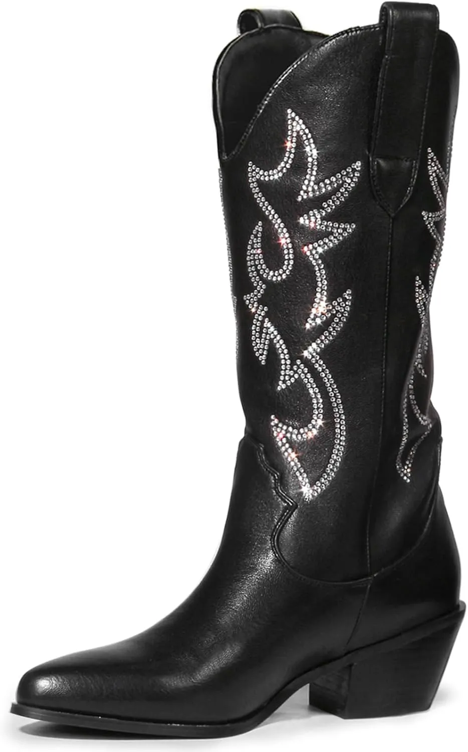 MUCCCUTE Cowboy Boots for Women Cowgirl Boots Wide Calf Pointed Toe Embroidered Fashion Western Chunky Pull On