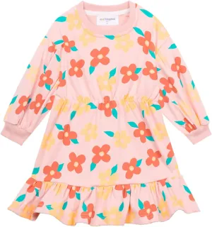 Mud Kingdom Little Girls Love Heart Smocked Sweatshirt Dress Long Sleeve Colorful