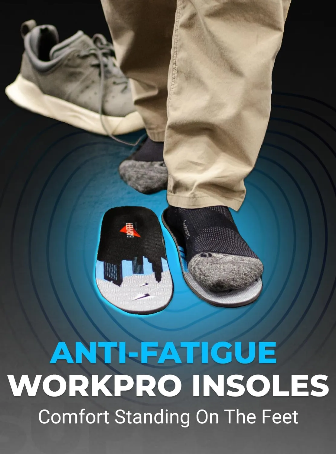 [New 2025] Orthotic Work Insoles - Work Boot Inserts for Standing All Day - Anti Fatigue Medium Arch Support Shoe Insoles Men Women Insert for Plantar Fasciitis - Flat Feet Leg Feet Pain Relief