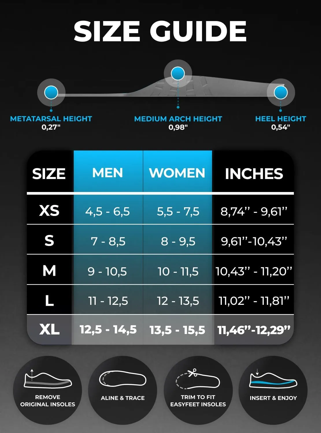 [New 2025] Orthotic Work Insoles - Work Boot Inserts for Standing All Day - Anti Fatigue Medium Arch Support Shoe Insoles Men Women Insert for Plantar Fasciitis - Flat Feet Leg Feet Pain Relief