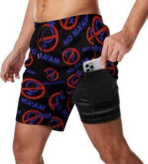 NO MA'AM Funny Bundy Joke Parody Party Men's Swim Trunk Quick-Dry Shorts with Mesh Lining And Pockets