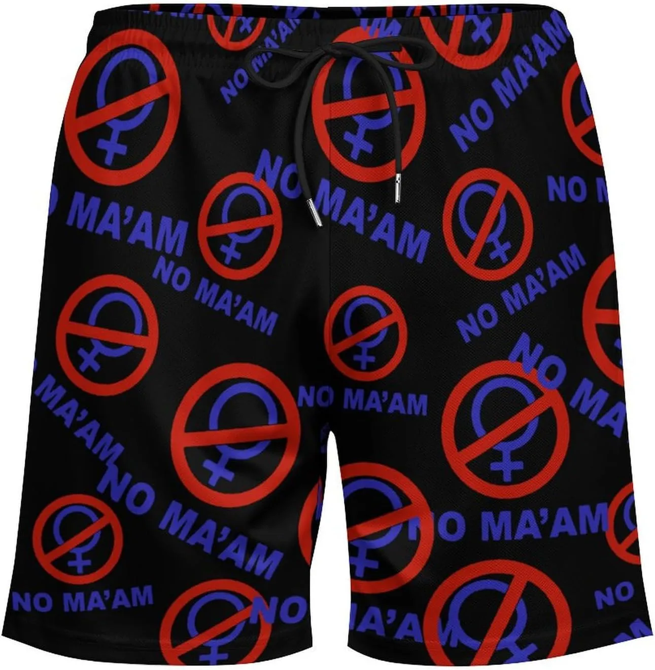 NO MA'AM Funny Bundy Joke Parody Party Men's Swim Trunk Quick-Dry Shorts with Mesh Lining And Pockets