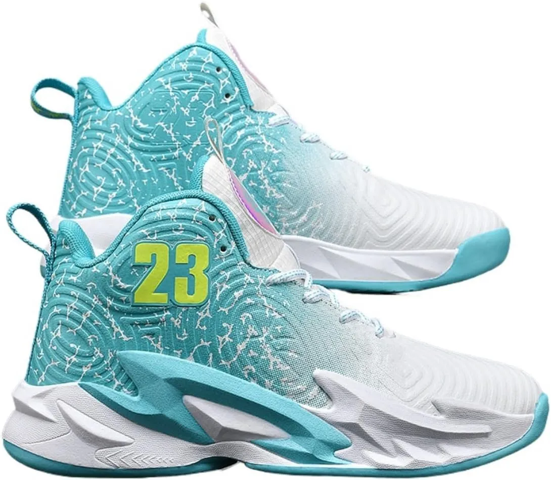 No.23 Durable Y2K Stylish High Top Shock Absorbing Sneakers for Men Anti Slip Basketball Running Training Shoes for Outdoor Sport Streetwear All Day Comfort Design