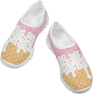 Novelty Girls Tennis Shoes Size 1 Little Kid Ice Cream Kids Slip On Shoes Pink Sneakers Casual Teen Girls Back to School Gym Shoes