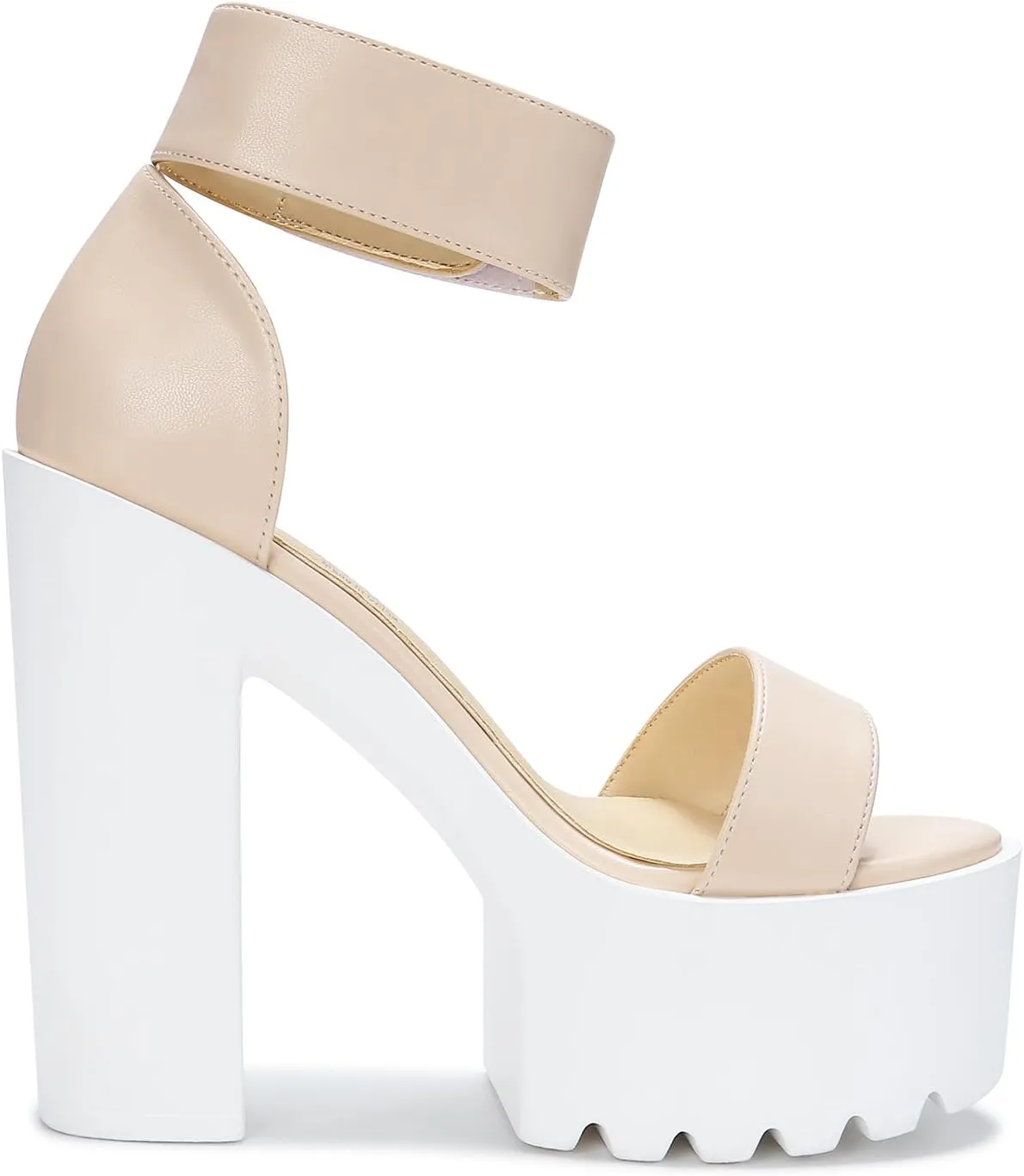OCHENTA Womens Fashion Platform Sandals Chunky Heels Lug Sole Block High Heel Comfortable Sexy Heels