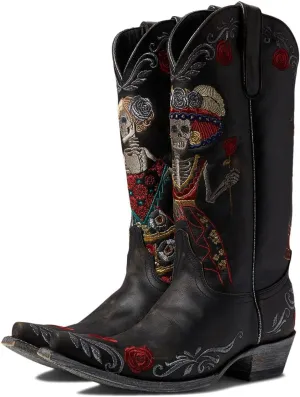 Old Gringo Women's Reinas La Catrina Skeleton and Floral Embroidered Tall - L 3588-2