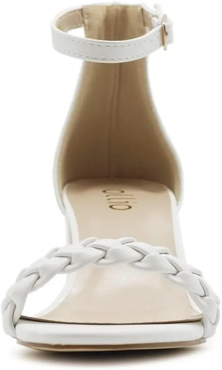 Ollio Women's Shoes Faux Leather Chunky Mid Heel Ankle Strap Heeled Sandals H203