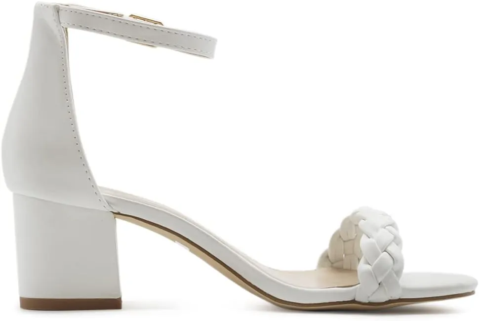 Ollio Women's Shoes Faux Leather Chunky Mid Heel Ankle Strap Heeled Sandals H203