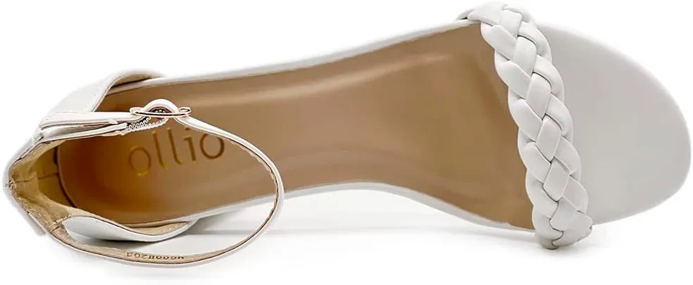 Ollio Women's Shoes Faux Leather Chunky Mid Heel Ankle Strap Heeled Sandals H203