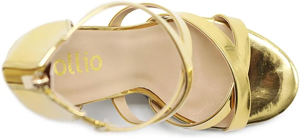 Ollio Women's Shoes Faux Suede or Faux Leather Ankle Toe Cross Strap Zip Up High Heels Pumps Sandals H98