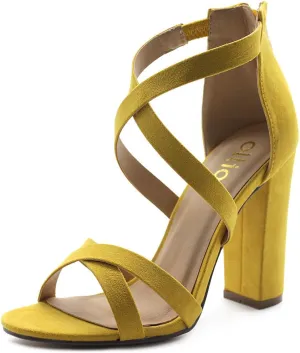 Ollio Women's Shoes Faux Suede or Faux Leather Ankle Toe Cross Strap Zip Up High Heels Pumps Sandals H98