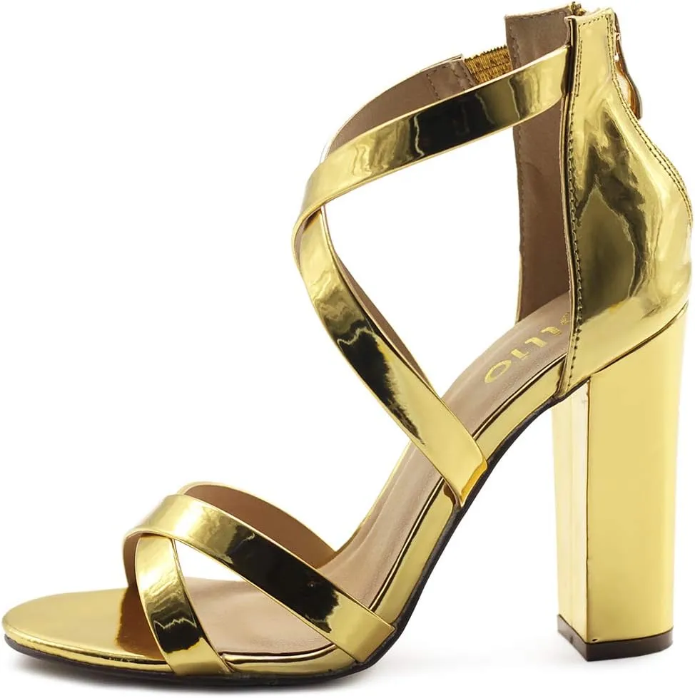 Ollio Women's Shoes Faux Suede or Faux Leather Ankle Toe Cross Strap Zip Up High Heels Pumps Sandals H98