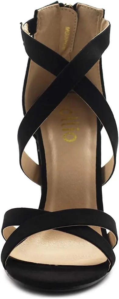 Ollio Women's Shoes Faux Suede or Faux Leather Ankle Toe Cross Strap Zip Up High Heels Pumps Sandals H98