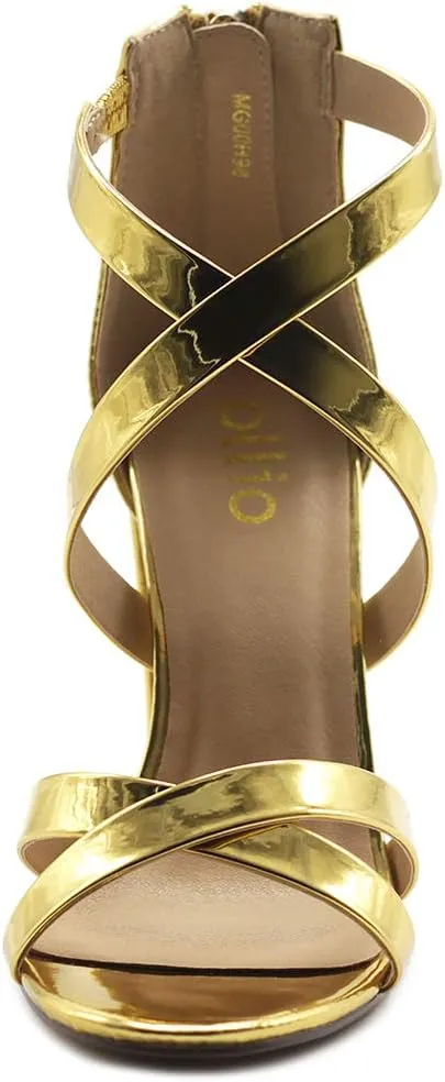 Ollio Women's Shoes Faux Suede or Faux Leather Ankle Toe Cross Strap Zip Up High Heels Pumps Sandals H98