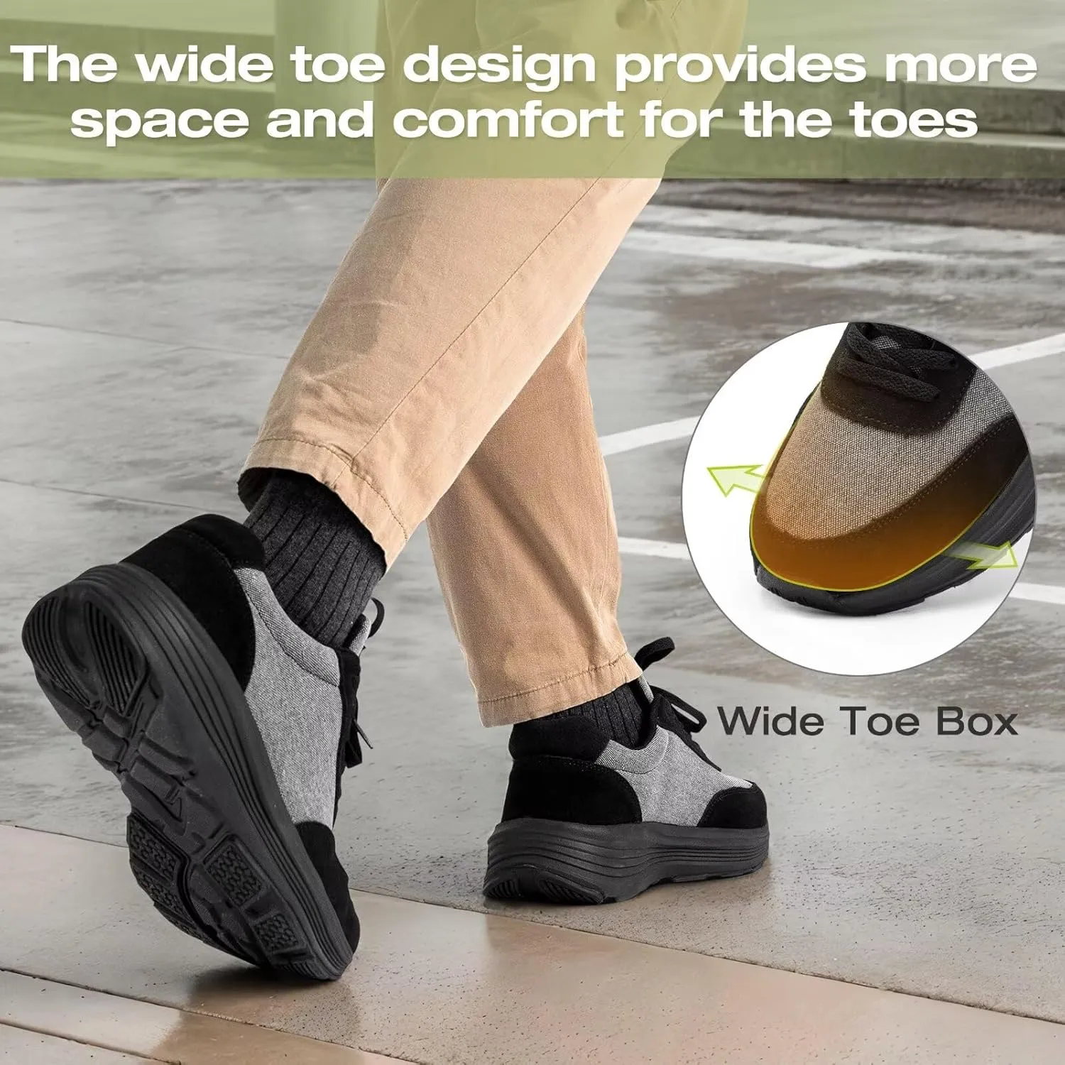 OrthoComfoot Men's Orthopedic Fashion Sneakers: Comfortable Casual Arch Support Walking Shoes for Plantar Fasciitis and Flat Feet, Orthotic Tennis Work Shoes for Foot and Heel Pain
