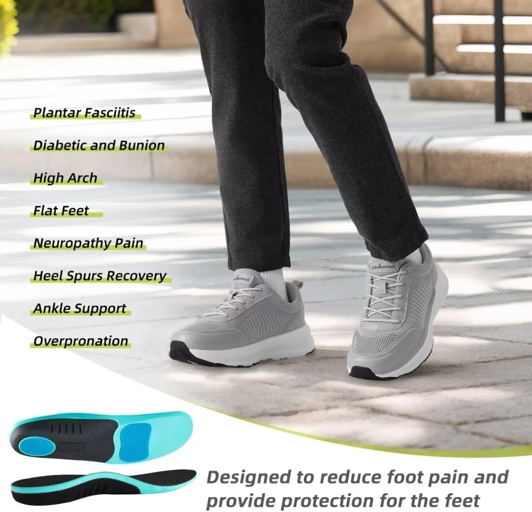 OrthoComfoot Men's Orthopedic Fashion Sneakers with Arch Support: Casual Plantar Fasciitis Walking Shoes for Flat Feet, Comfortable Orthotic Outdoor Shoes for Foot and Heel Pain Relief