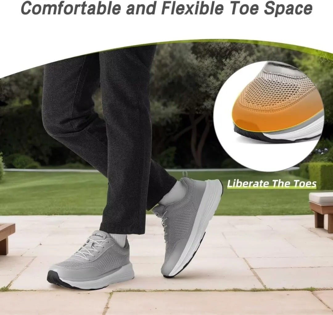 OrthoComfoot Men's Orthopedic Fashion Sneakers with Arch Support: Casual Plantar Fasciitis Walking Shoes for Flat Feet, Comfortable Orthotic Outdoor Shoes for Foot and Heel Pain Relief