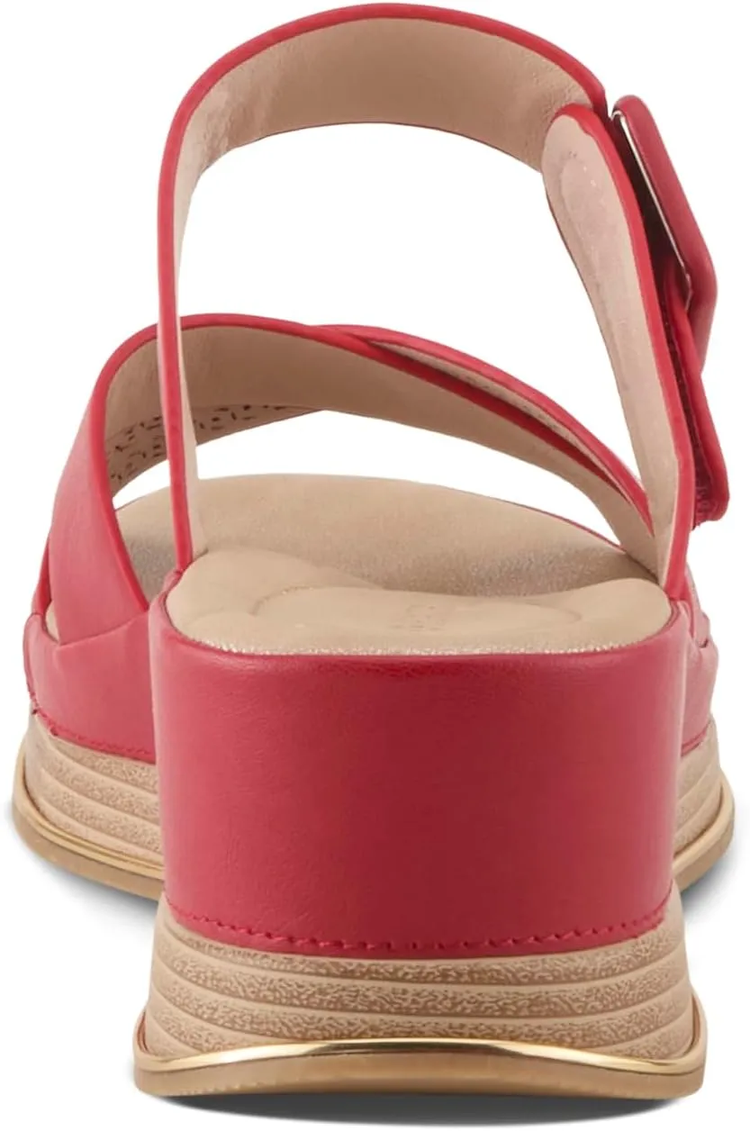 PATRIZIA Women's CATTANEO Hook and Loop Platform Wedge Sandals - Laser-Cut Design, Faux Leather, Cushioned Footbed