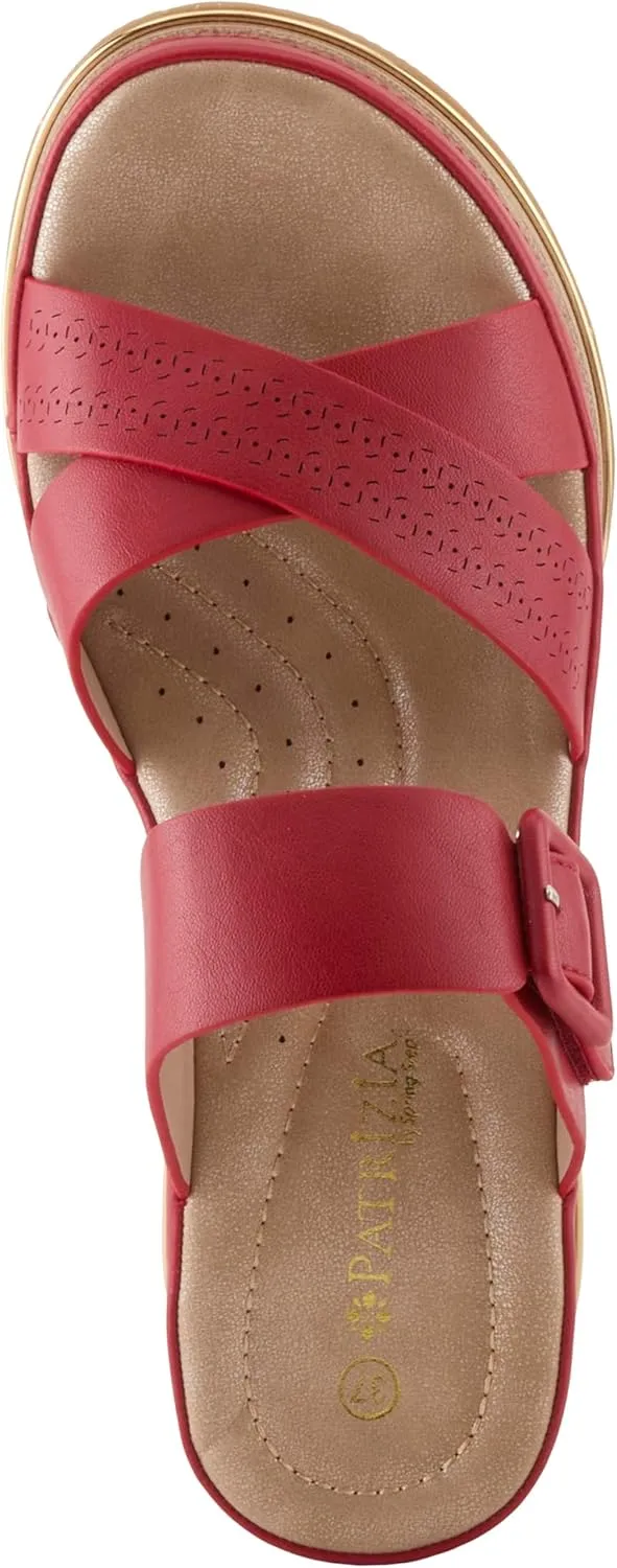 PATRIZIA Women's CATTANEO Hook and Loop Platform Wedge Sandals - Laser-Cut Design, Faux Leather, Cushioned Footbed