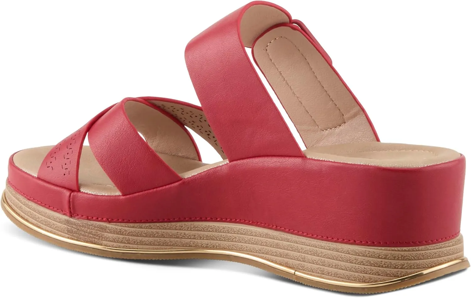 PATRIZIA Women's CATTANEO Hook and Loop Platform Wedge Sandals - Laser-Cut Design, Faux Leather, Cushioned Footbed