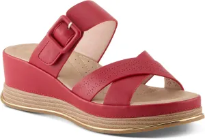 PATRIZIA Women's CATTANEO Hook and Loop Platform Wedge Sandals - Laser-Cut Design, Faux Leather, Cushioned Footbed