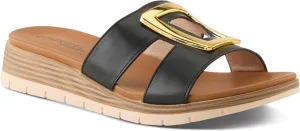 PATRIZIA Women's MALMO Slide Sandals - H-Band Design, Gold Embellishment, Faux Stacked Wedge