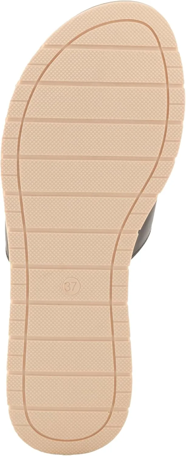 PATRIZIA Women's MALMO Slide Sandals - H-Band Design, Gold Embellishment, Faux Stacked Wedge