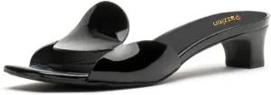 Pazzion Women Circle Slides Sandals Patent Leather Comfortable Low Heels Glossy Open Toe Party Shoes Size 4-16 US