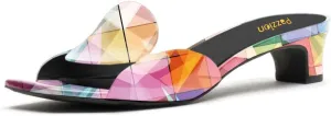 Pazzion Women Circle Slides Sandals Patent Leather Comfortable Low Heels Glossy Open Toe Party Shoes Size 4-16 US
