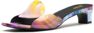 Pazzion Women Circle Slides Sandals Patent Leather Comfortable Low Heels Glossy Open Toe Party Shoes Size 4-16 US