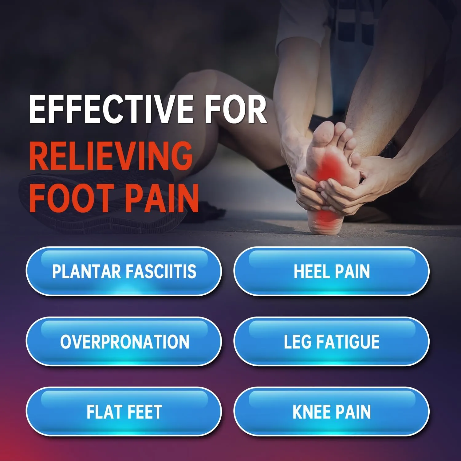 PCSsole Plantar Fasciitis Insoles Men Women- 220 lbs Heavy Duty High Arch Support Inserts with Comfort Cushion Orthotic Pain Relief Insoles for Flat Feet - Arch Pain - Heel Pain -Work Boot Shoe Insole