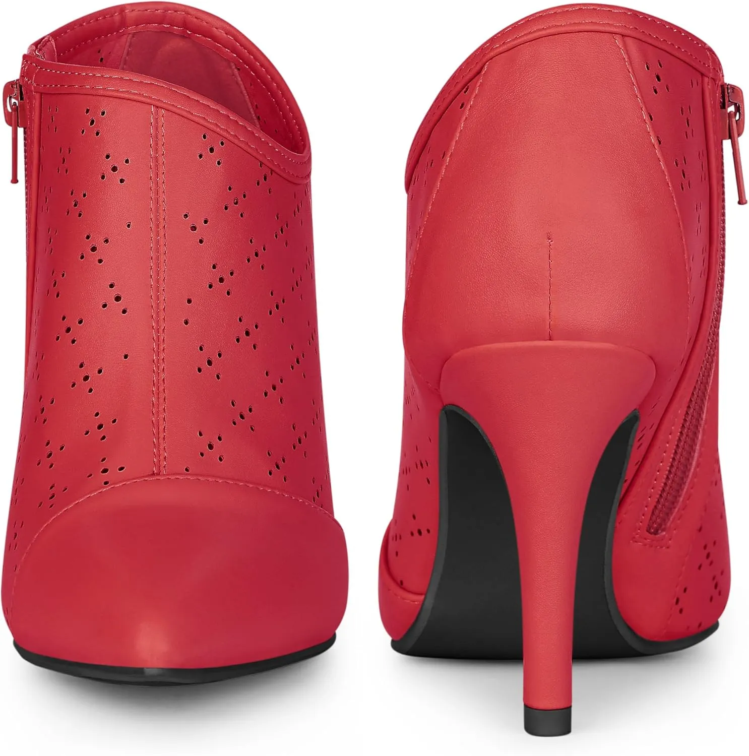 Perphy Cut out Perforated Boots Pointed Toe Stiletto Heels Costumes Ankle Booties for Women