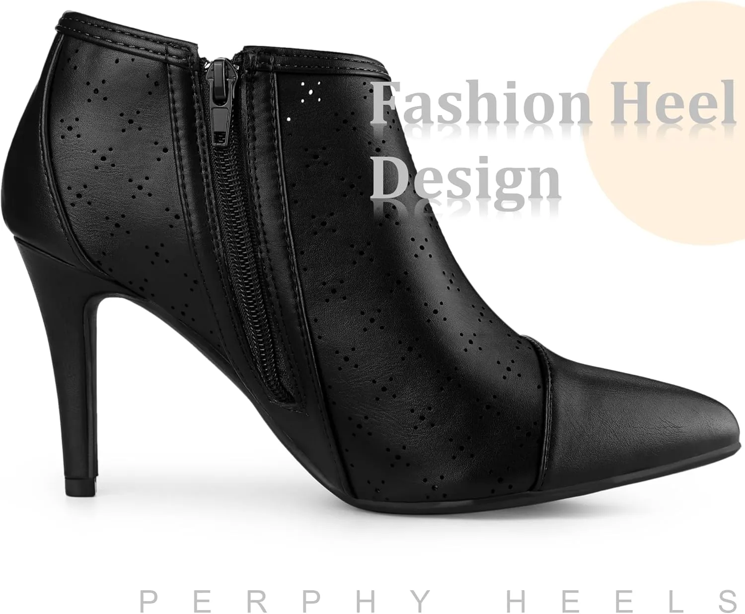 Perphy Cut out Perforated Boots Pointed Toe Stiletto Heels Costumes Ankle Booties for Women