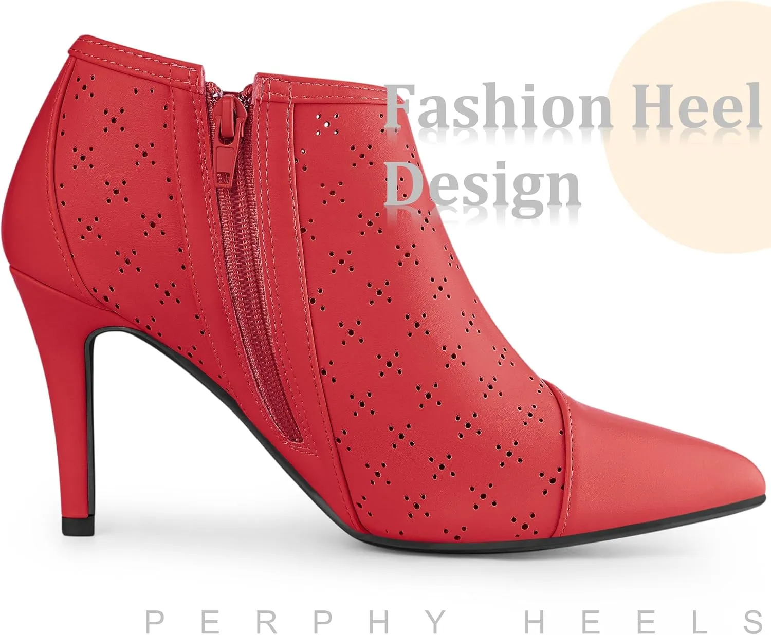 Perphy Cut out Perforated Boots Pointed Toe Stiletto Heels Costumes Ankle Booties for Women