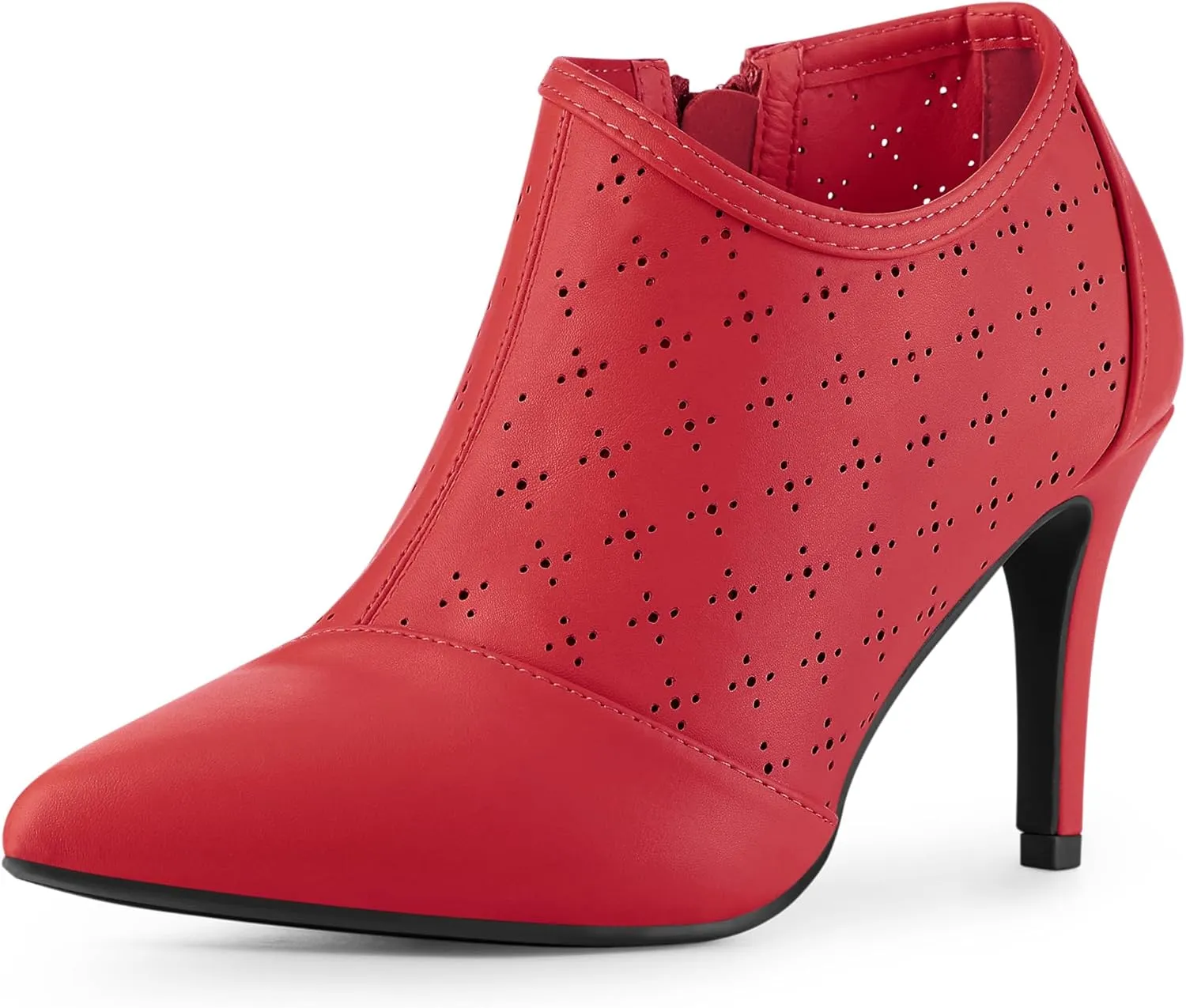 Perphy Cut out Perforated Boots Pointed Toe Stiletto Heels Costumes Ankle Booties for Women