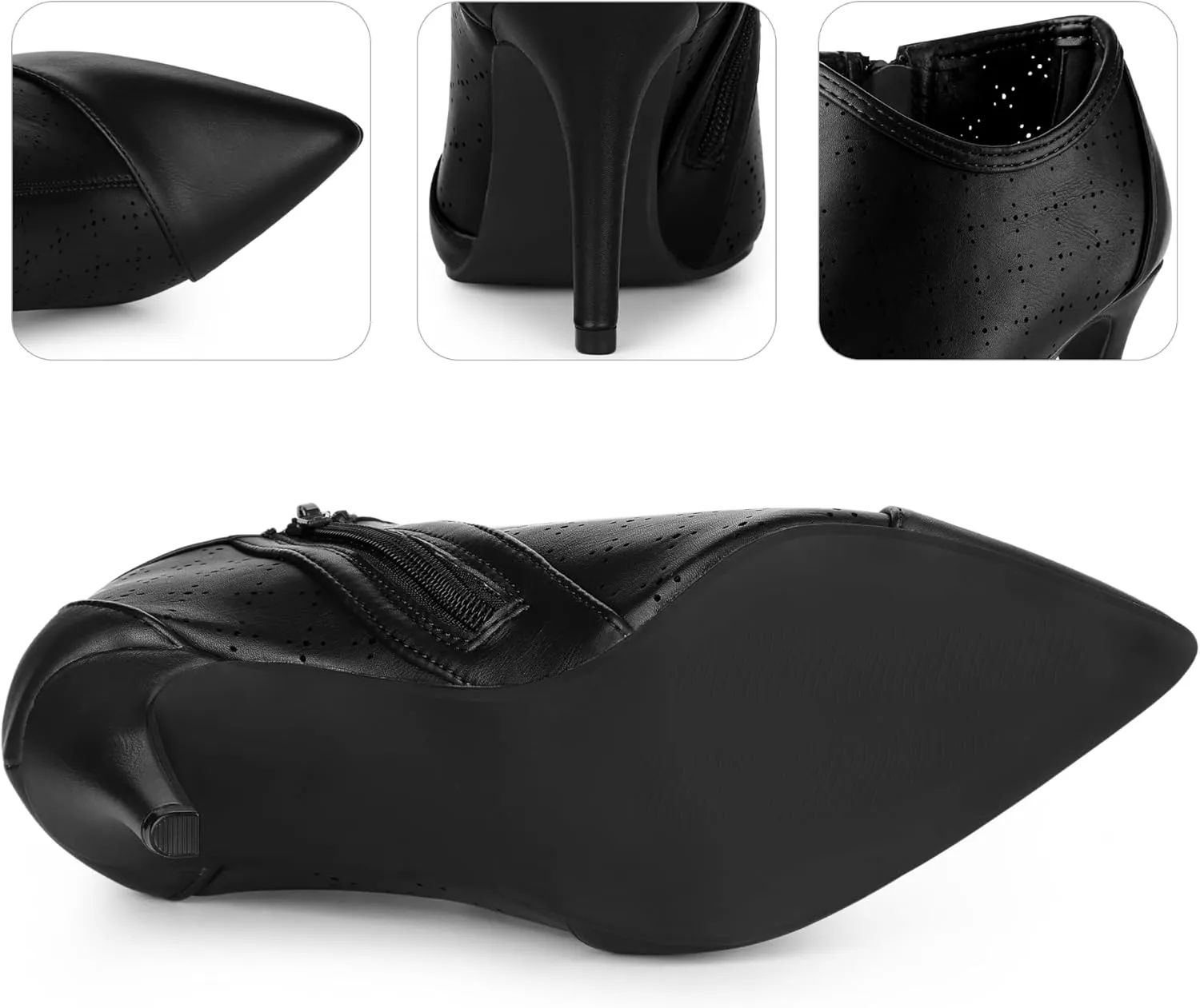 Perphy Cut out Perforated Boots Pointed Toe Stiletto Heels Costumes Ankle Booties for Women