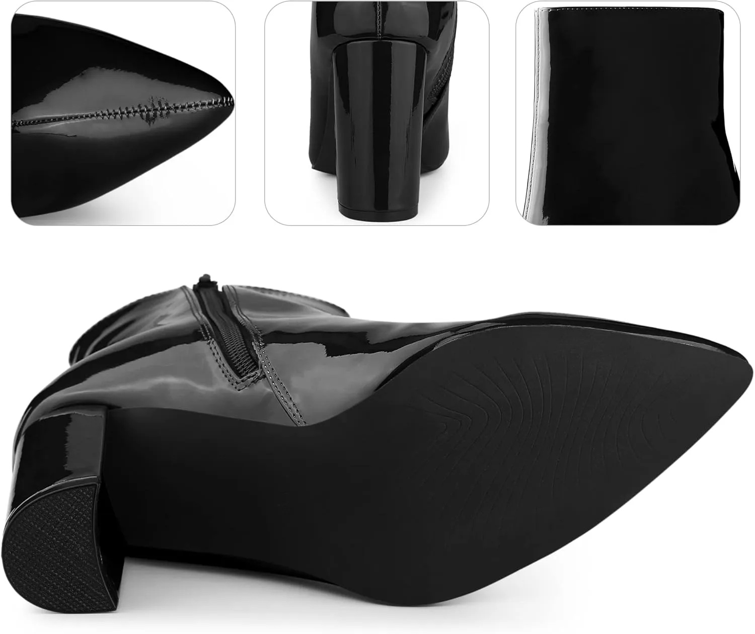 Perphy Pointed Toe Side Zip Chunky Heel Ankle Boots for Women