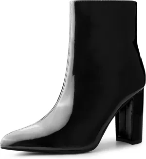 Perphy Pointed Toe Side Zip Chunky Heel Ankle Boots for Women