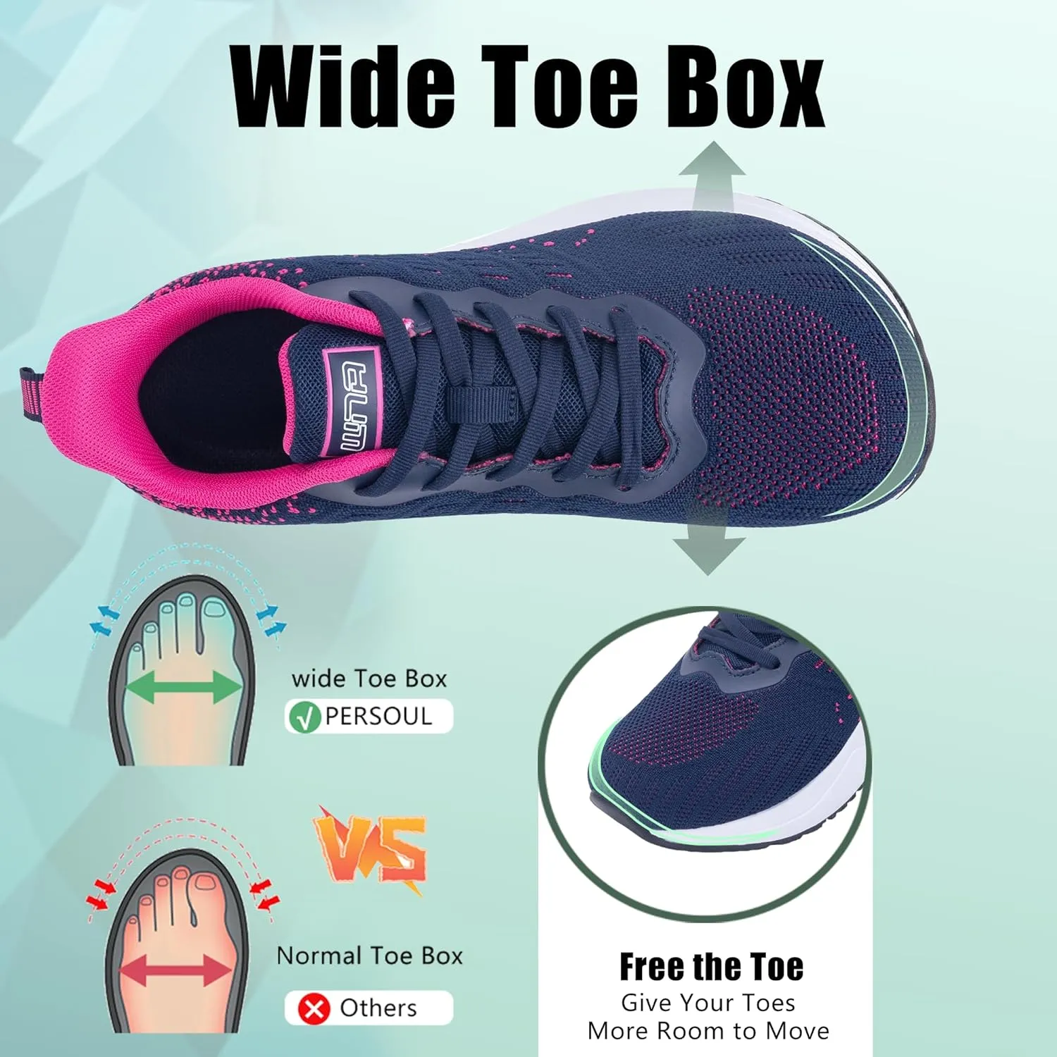 PERSOUL Wide Toe Box Shoes Women Air Running Shoes Arch Support Tennis Athletic Sneakers for Walking Gym Plantar Fasciitis Size 6-11