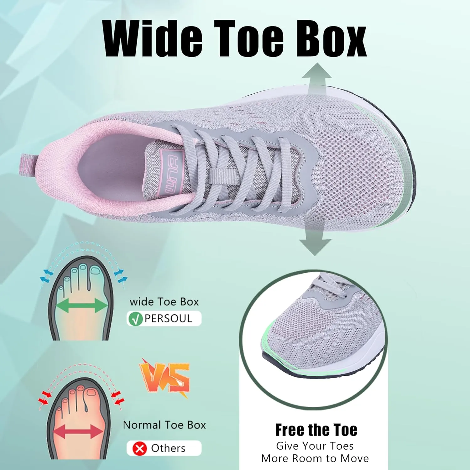 PERSOUL Wide Toe Box Shoes Women Running Shoes Arch Support Tennis Athletic Sneakers for Walking Gym Plantar Fasciitis Size 6-11