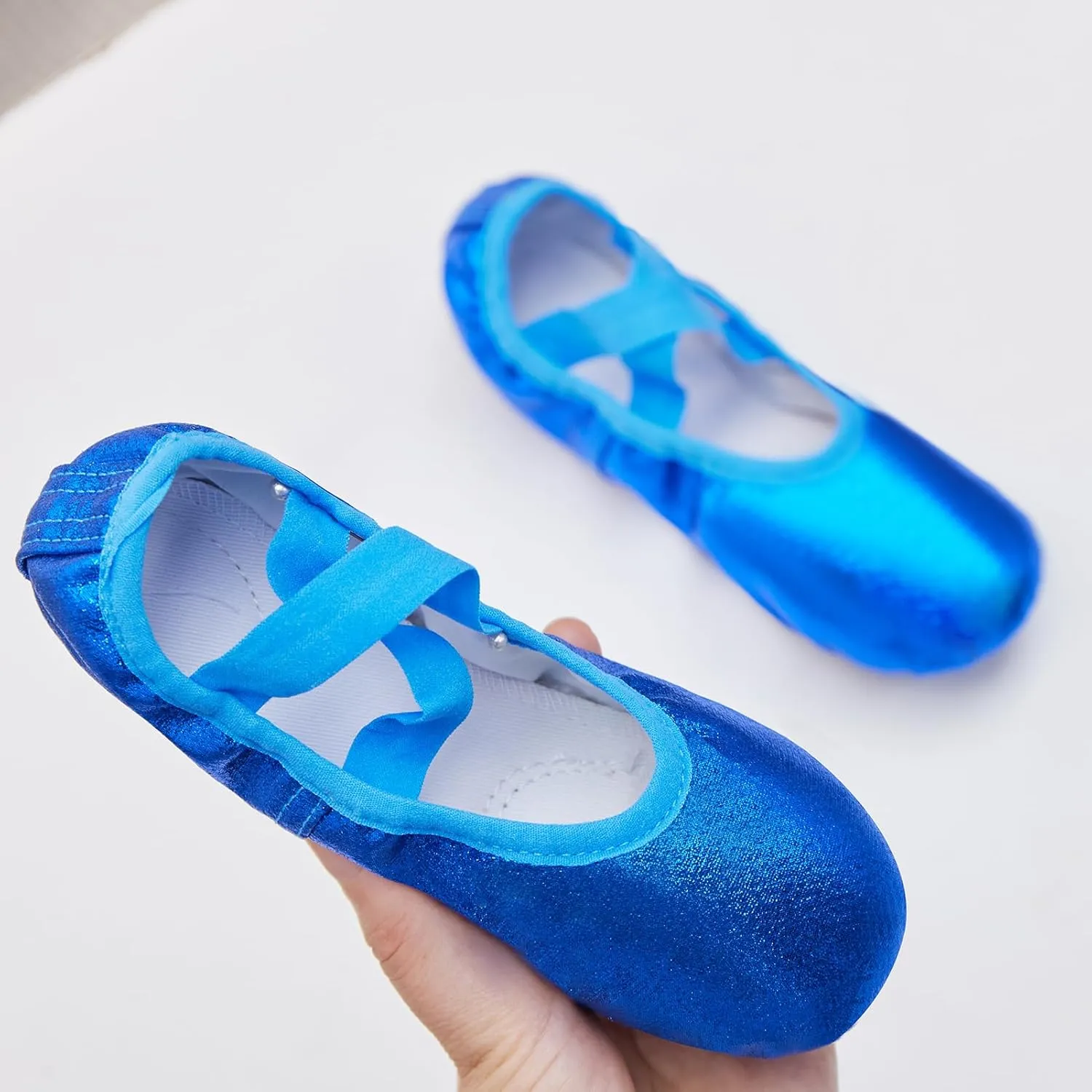 Phineein Girls Ballet Shoes for Girls Split-Sole Toddler Glitter Flats for Kids Dance