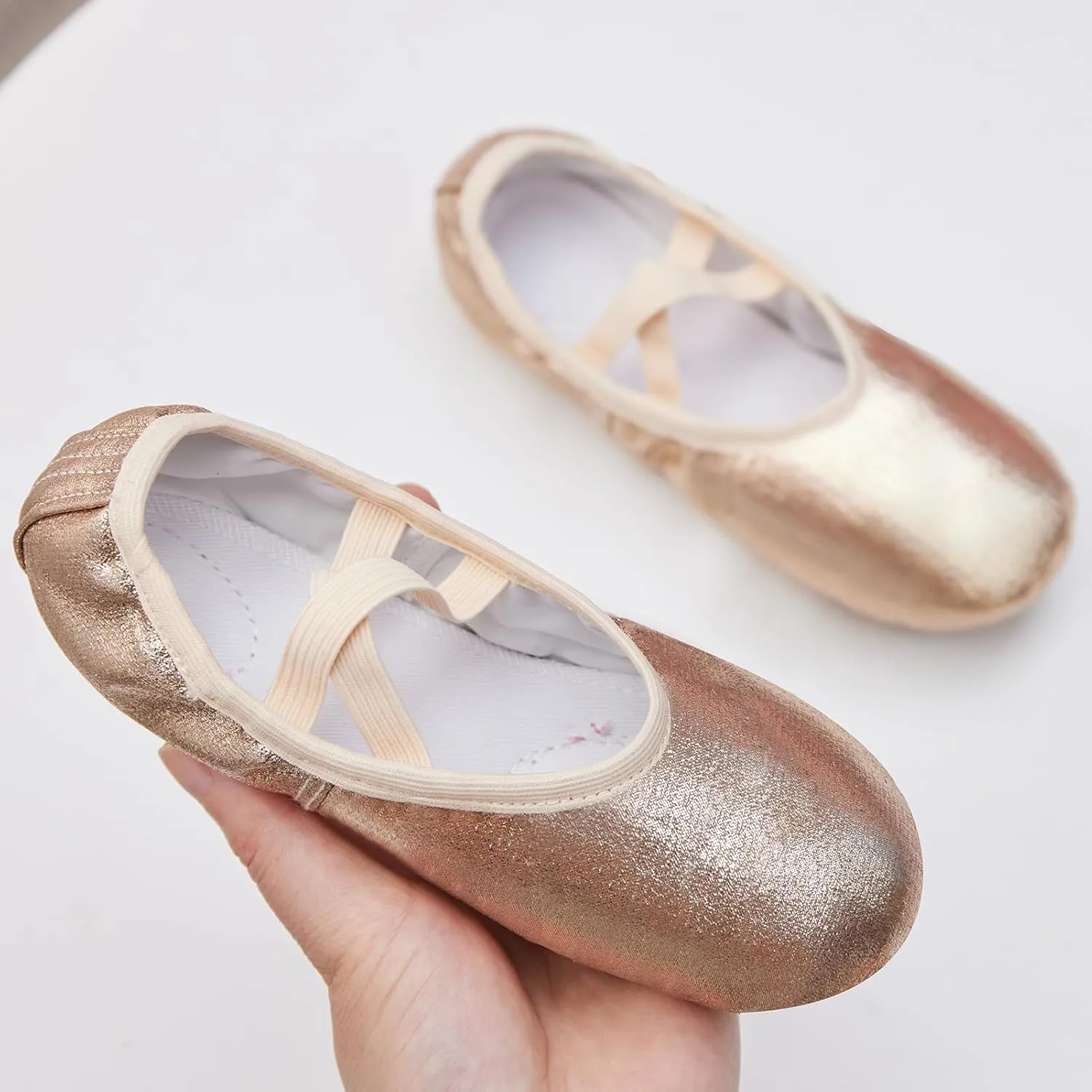 Phineein Girls Ballet Shoes for Girls Split-Sole Toddler Glitter Flats for Kids Dance
