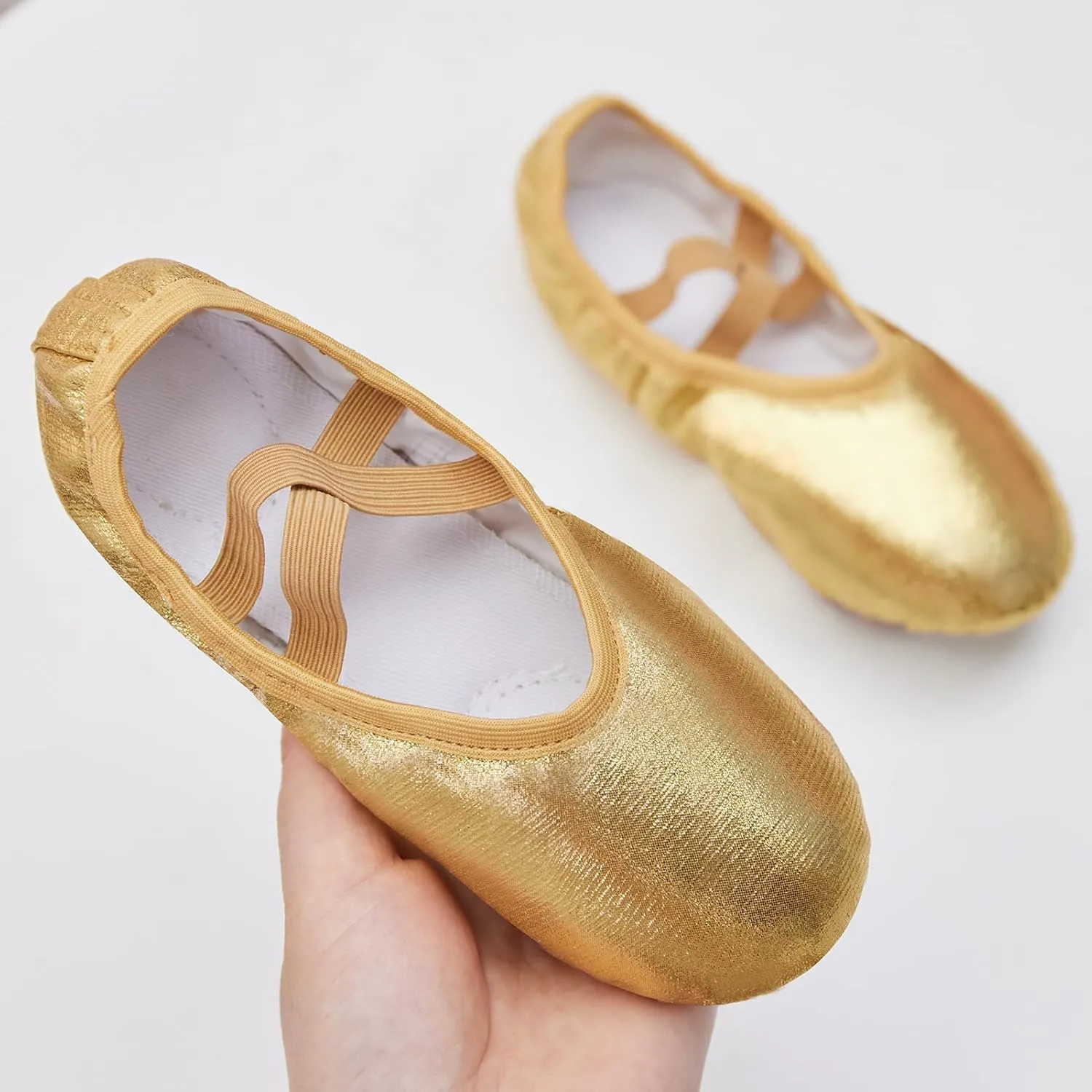 Phineein Girls Ballet Shoes for Girls Split-Sole Toddler Glitter Flats for Kids Dance